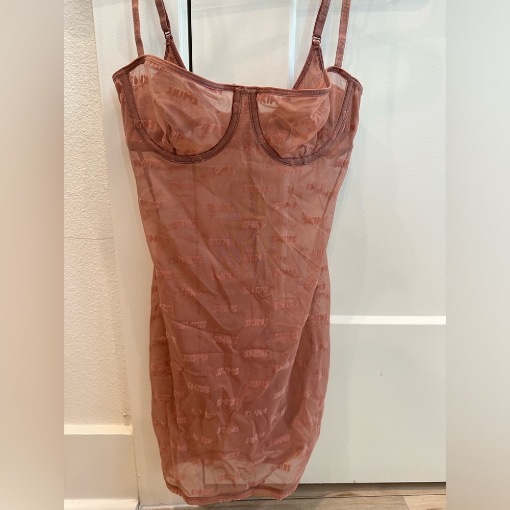 SKIMS SLIP DRESS (ROSE CLAY)